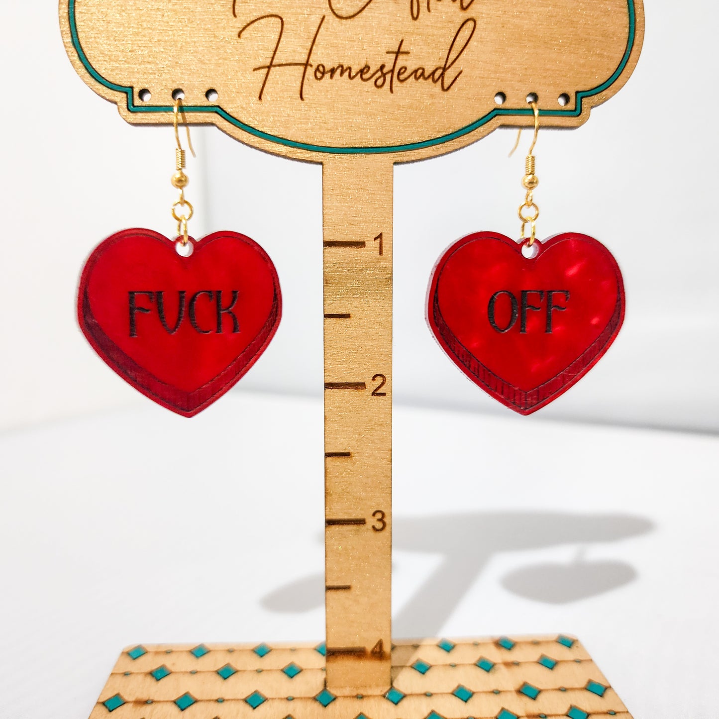 Fuck Off Hearts Dangling Earrings
