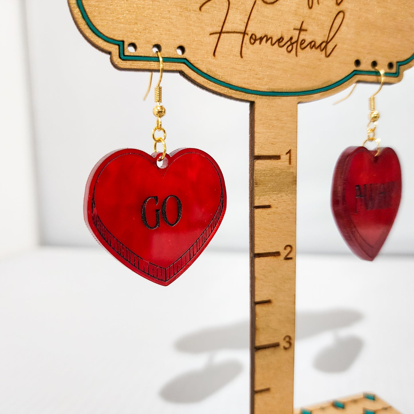 Go Away Hearts Dangling Earrings