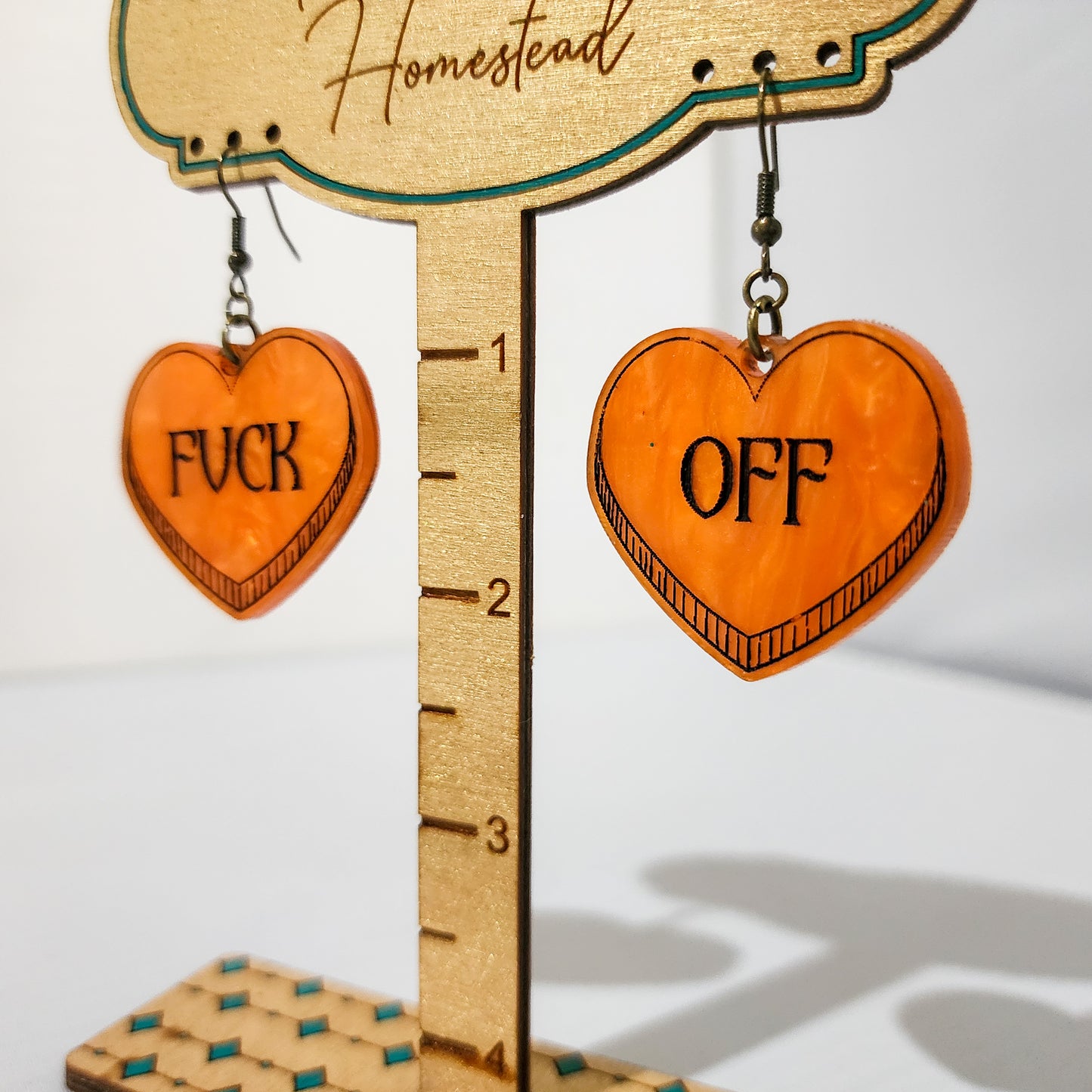 Fuck Off Hearts Dangling Earrings