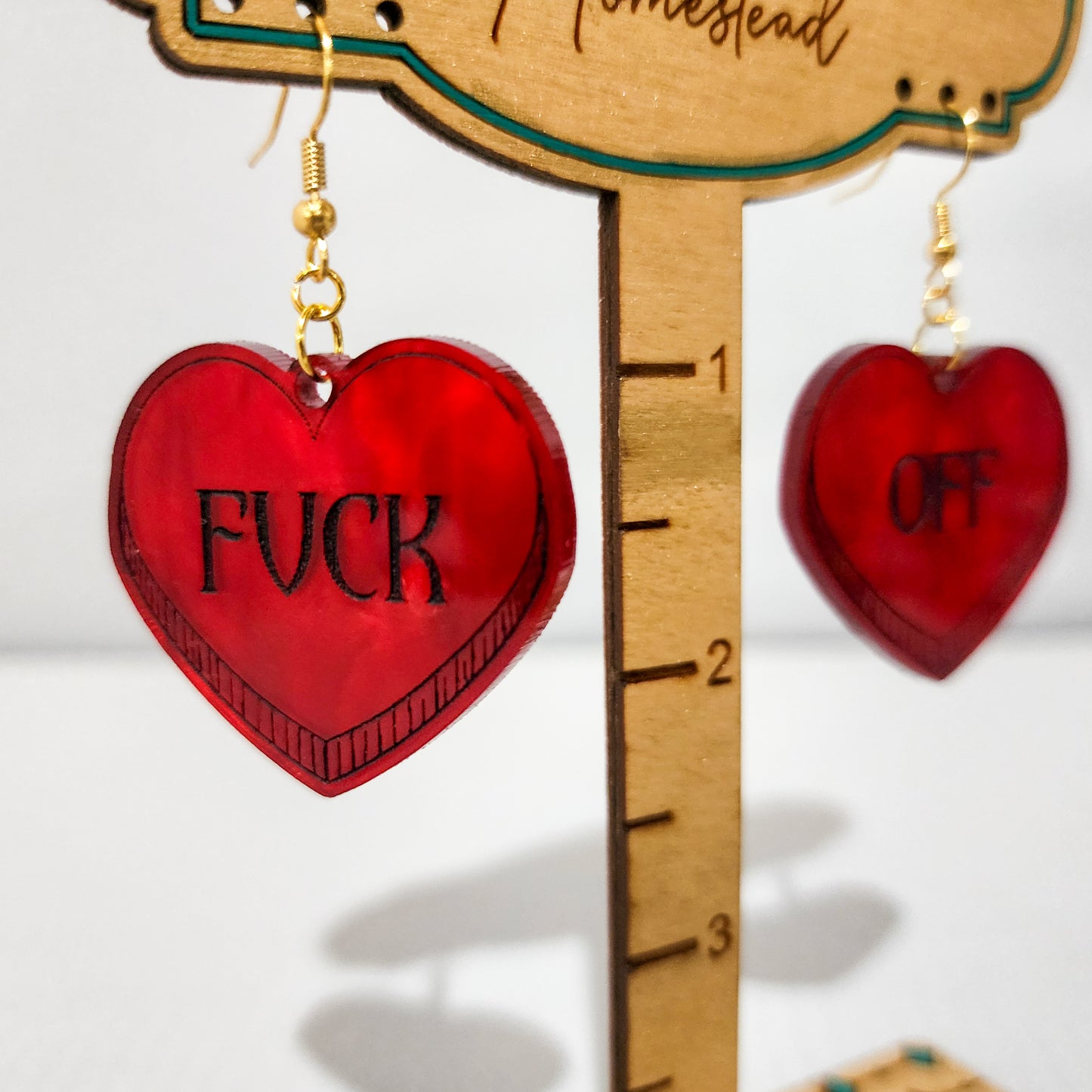 Fuck Off Hearts Dangling Earrings
