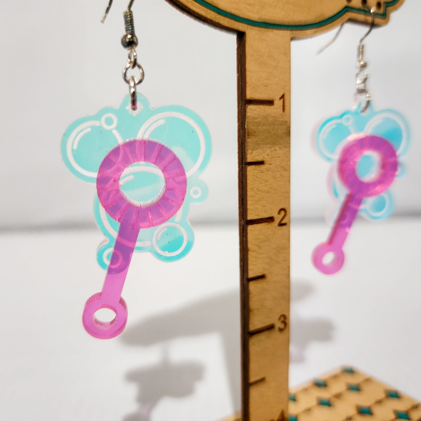 Holographic Bubble Wand Dangling Earrings