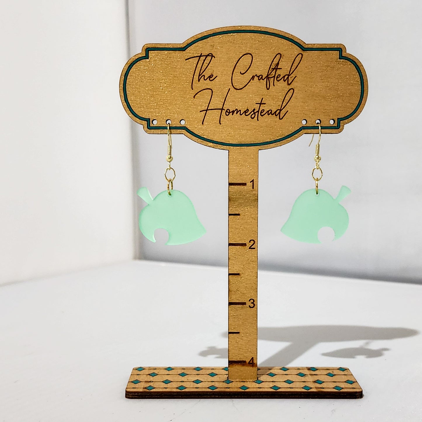 Frosted Green Leaf Earrings