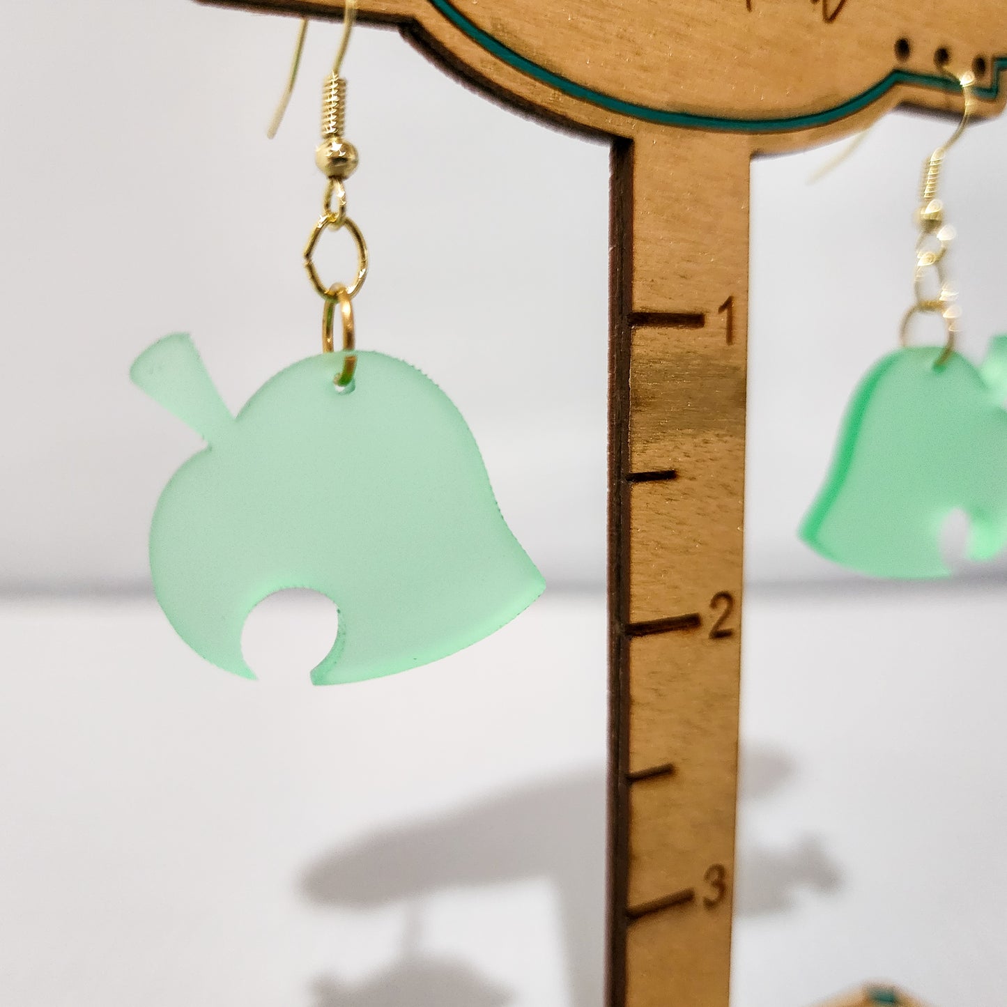 Frosted Green Leaf Earrings