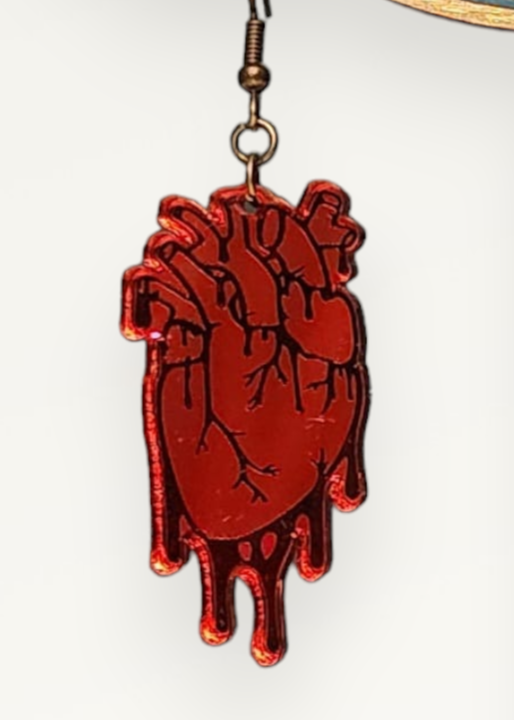 Anatomical Heart Earrings - Red