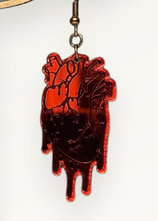 Anatomical Heart Earrings - Red