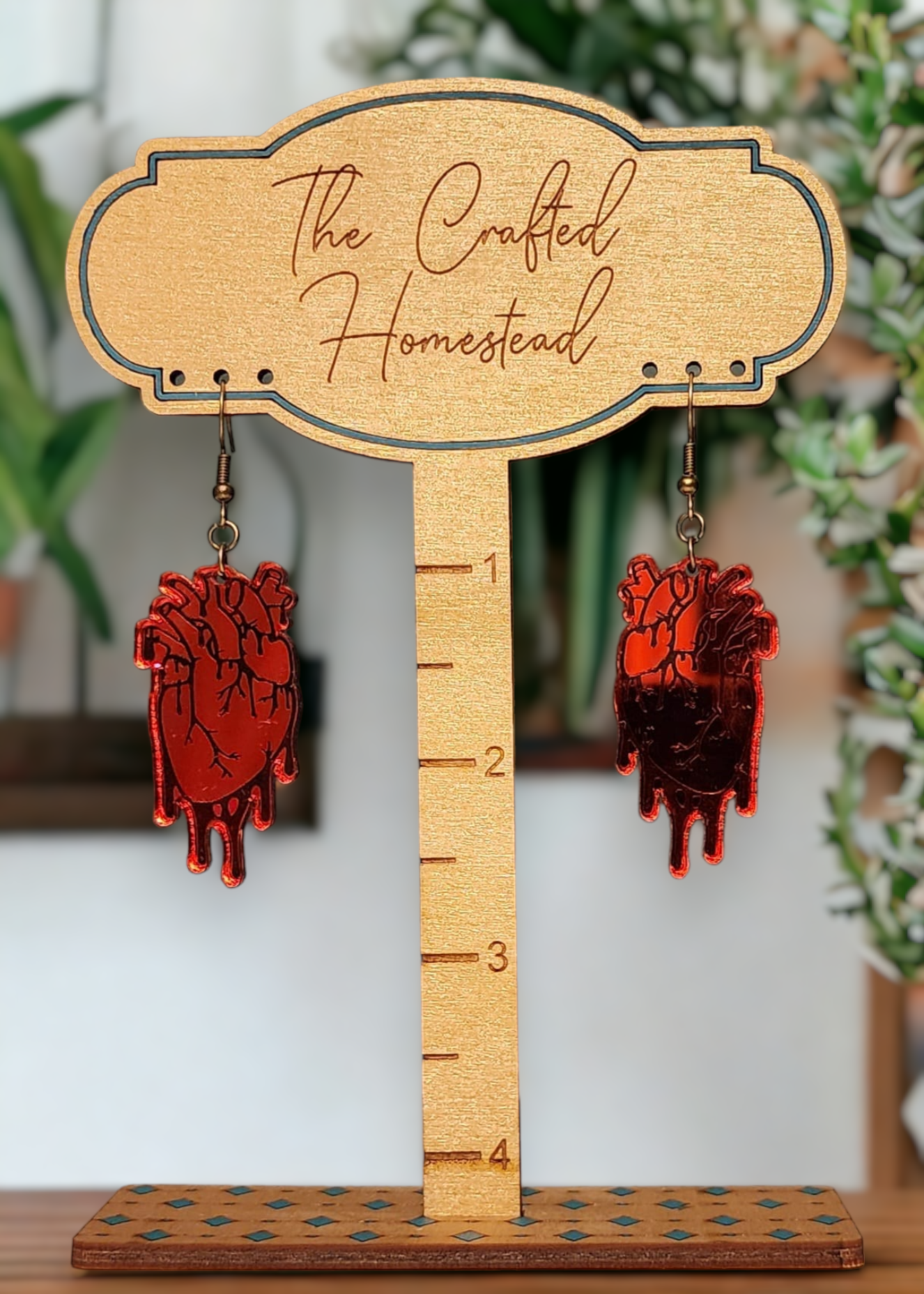 Anatomical Heart Earrings - Red