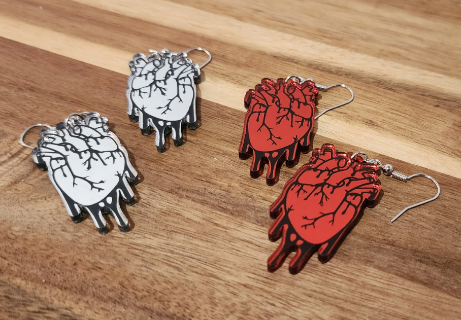 Anatomical Heart Earrings - Silver