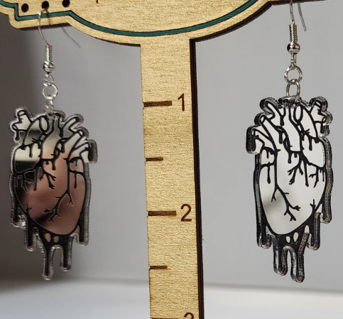 Anatomical Heart Earrings - Silver