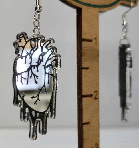 Anatomical Heart Earrings - Silver