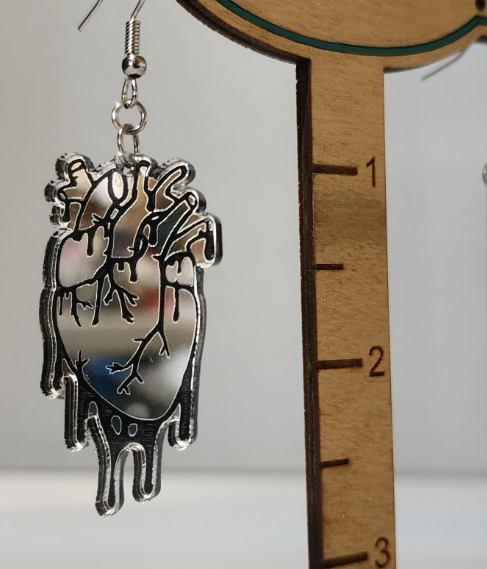 Anatomical Heart Earrings - Silver