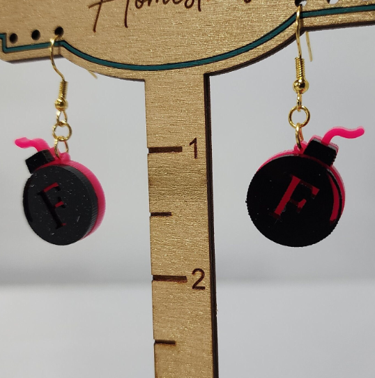 F Bomb Dangling Earrings